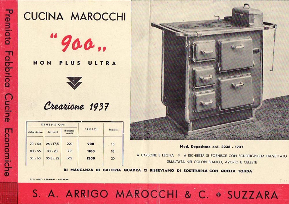 Pubblicità di inizio '900 di una cucina economica, molto simile alle attuali come foggia